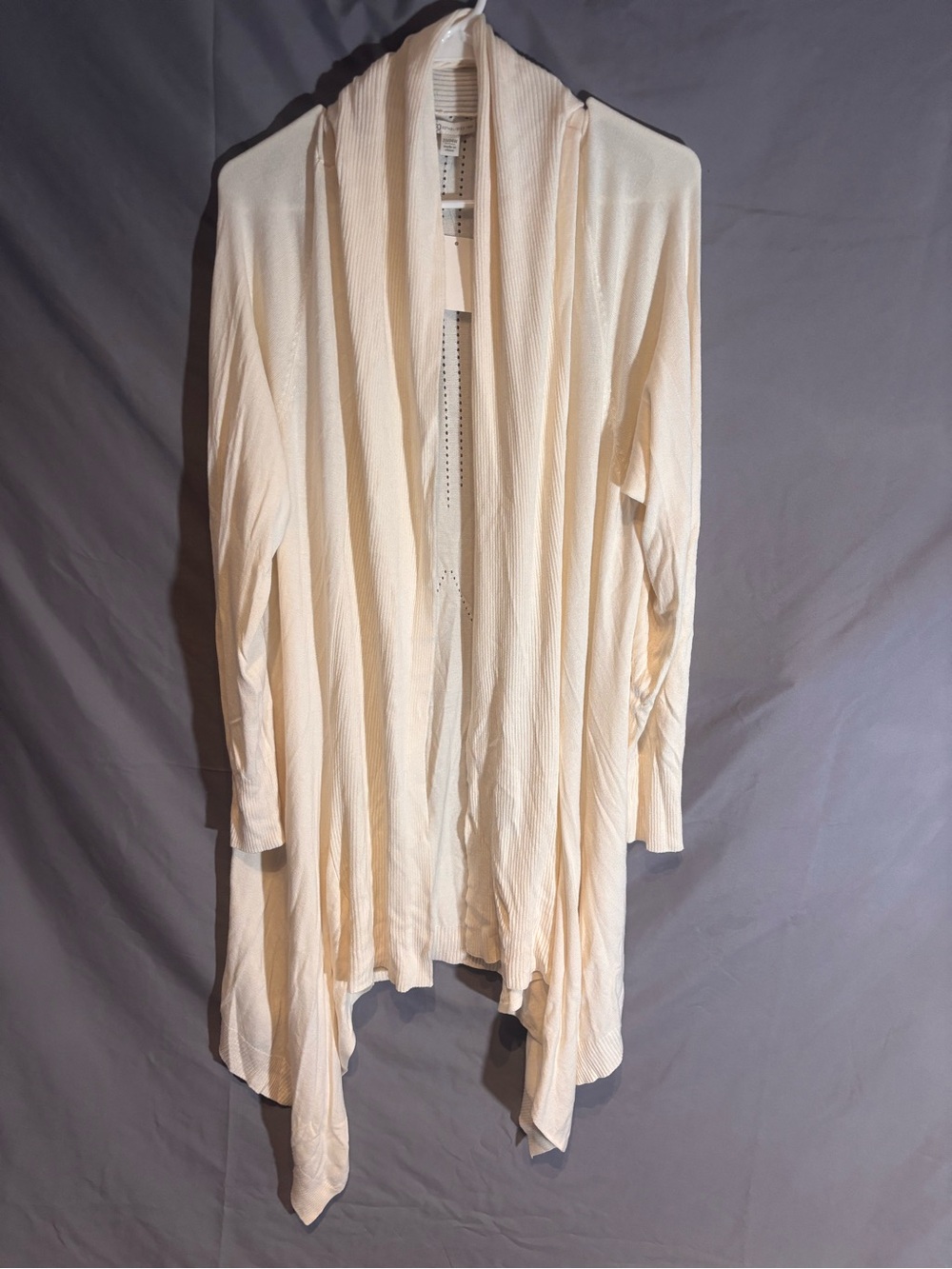 NWT Cato 22/24W Cream Waterfall Open Front Cable Knit Pointelle Cardigan